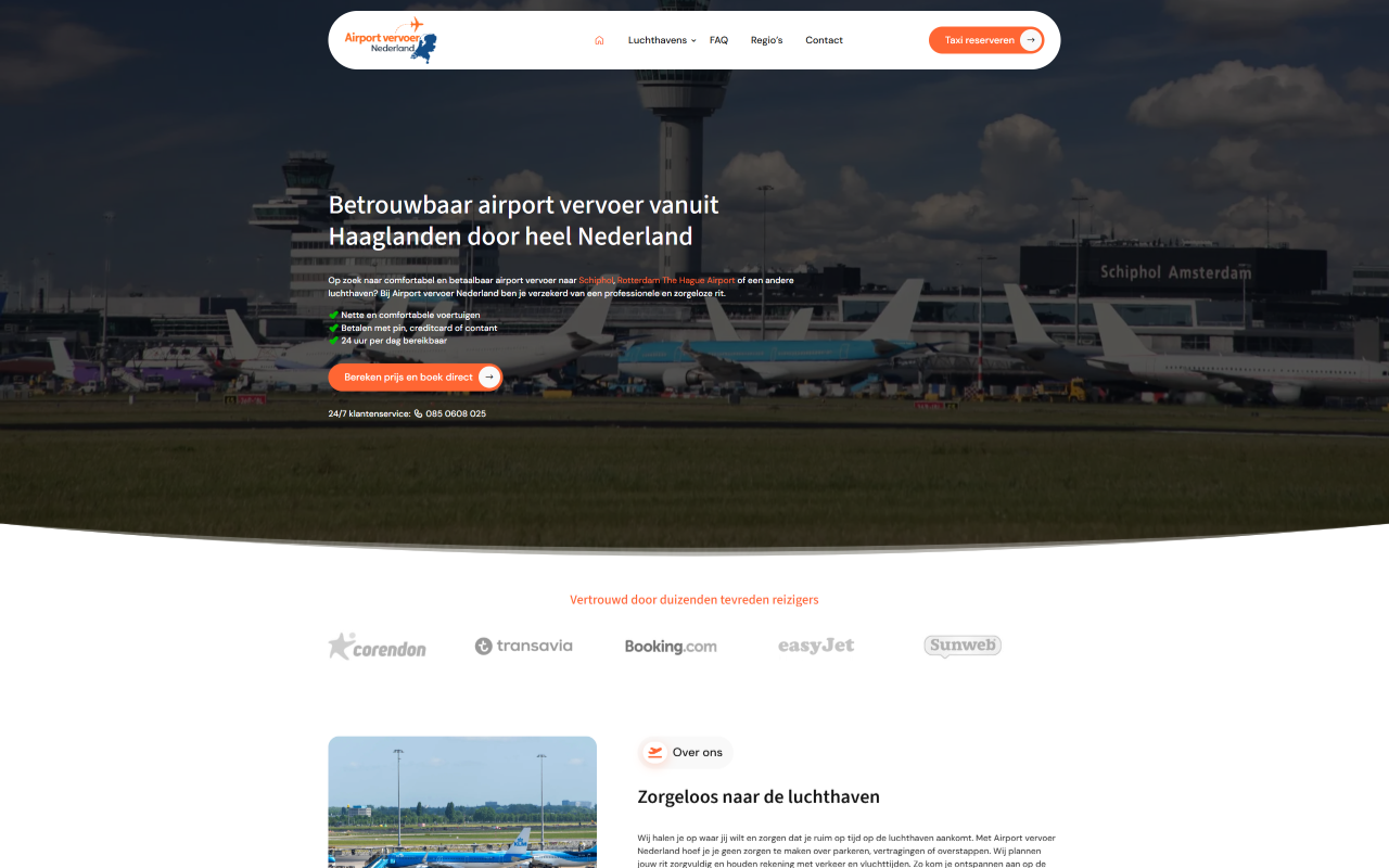 Website Airport Vervoer Nederland